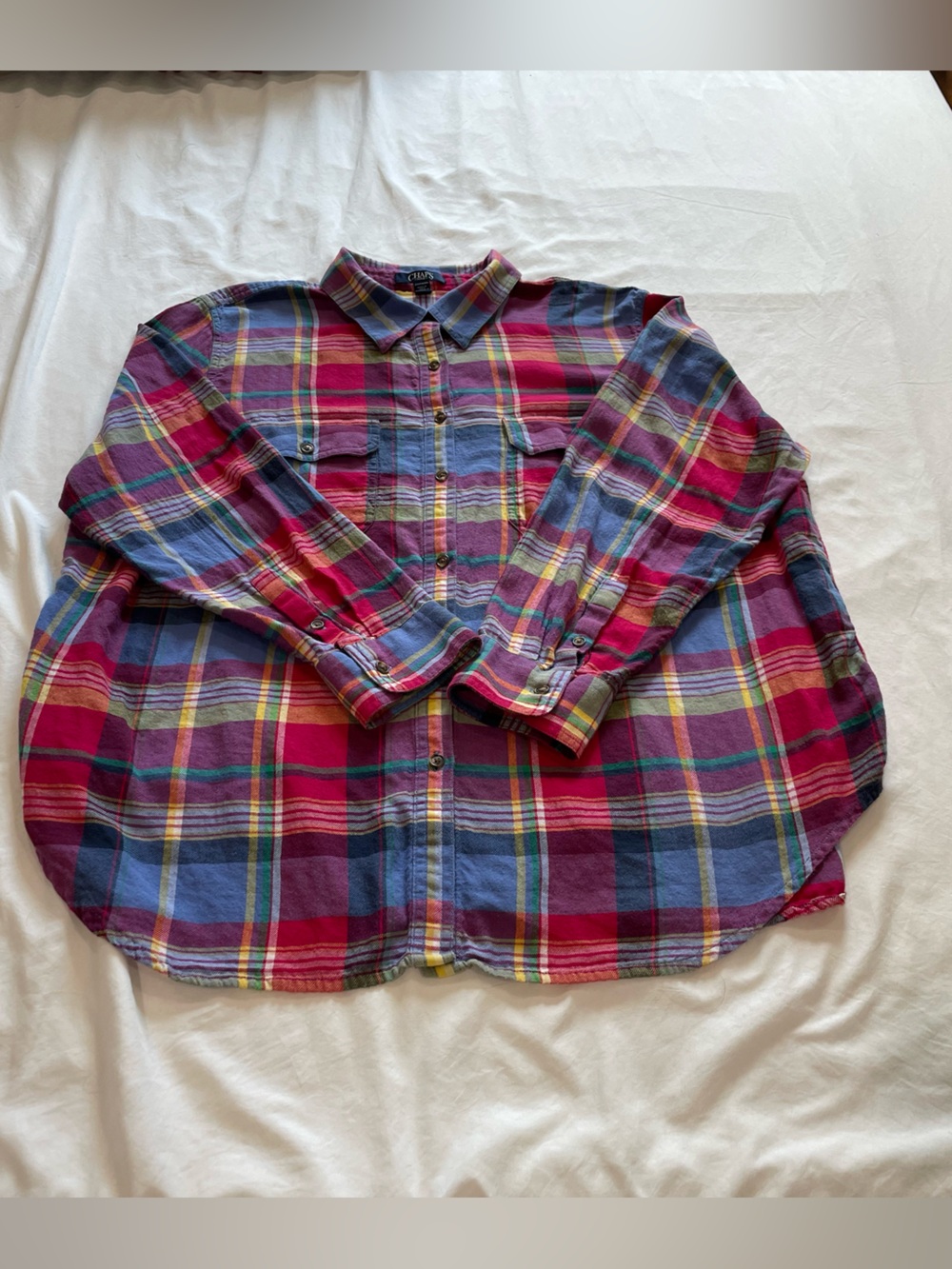 Ralph Lauren Chaps Plaid Button-Down Shirt - Red, Blue & Yellow Women’s 2X